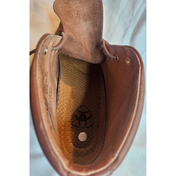 Brown Leather Kiltie Lace Up Ankle Boots Western Low Block Heel Booties - Picture 10 of 16